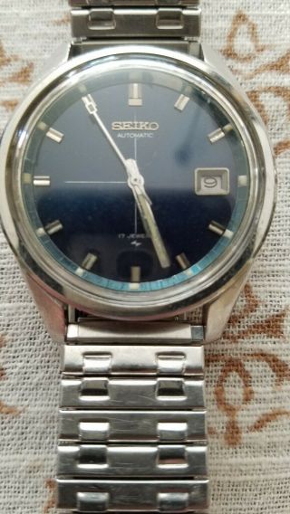 Seiko 7005 - 8060 Vintage Watch.  62mas Hands.  Blue Face