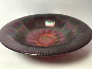 Vintage Imperial Ruby Red Carnival Stretch Glass Centerpiece Bowl In Optic Panel