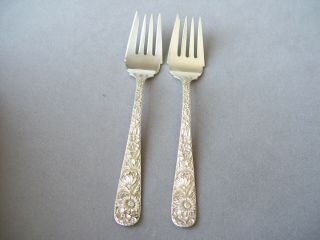 2 Repousse By S.  Kirk & Son Sterling Silver Salad Forks 6 1/4 "