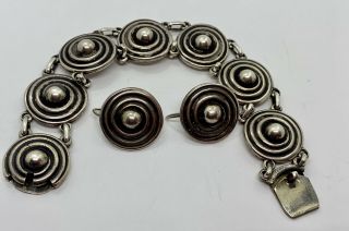 Vintage Ruopoli Black Starr Gorham Sterling Silver Bracelet & Earrings