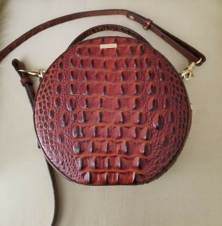 Brahmin Lane Crossbody,  Round Vintage Look Pecan Melbourne Croc - Embossed Leather