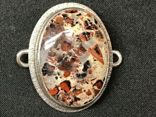 Vintage Tabra Handcrafted Connector Signed Charm Sterling Brown Amber White