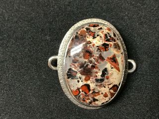 Vintage Tabra Handcrafted Connector Signed Charm Sterling Brown Amber White 2