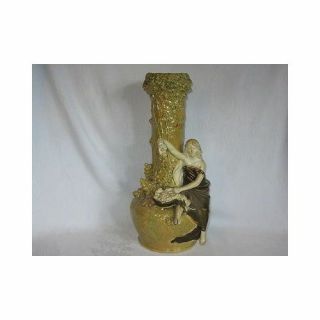 Vintage Bernard Bloch Bb Ceramic Sculpture Vase Tree Woman Art Nouveau 3889