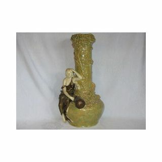 Vintage Bernard Bloch Bb Ceramic Sculpture Vase Tree Woman Art Nouveau 3890