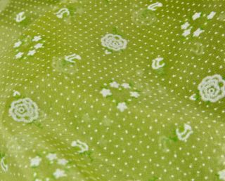 Vintage Flocked Fabric Dotted Swiss Roses Daisies Heart Shaped Rose Buds 2 1/2 Y 3