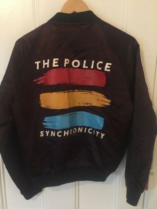 The Police Sting Vintage 1983 Synchronicity Black Satin Tour Jacket Bomber M