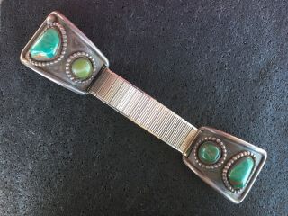 Vintage Native American " Navajo " Sterling & Turquoise Watch Band Tips