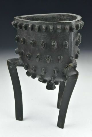 18th / 19th Century Chinese Bronze Studded Tripod Censer 4