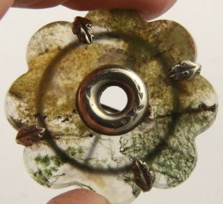 Antique Victorian c1890 sterling silver Scottish moss agate brooch pin 2