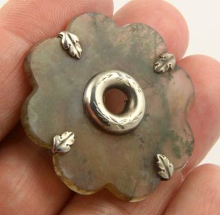 Antique Victorian c1890 sterling silver Scottish moss agate brooch pin 3