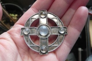 Arts And Crafts Moonstone And Silver Brooch