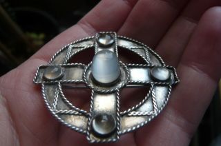 Arts and Crafts Moonstone and Silver Brooch 3