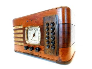 Vintage Old Emerson Restored Radio Lightup Rheinstones Antique Ingraham Cabinet