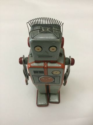 Vintage Tin Litho Robot Line Mar Japan Louis Marx Wind Up Easel Back