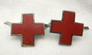 Ww2 Wwii German Red Cross Drk Deutsches Rotes Kreuz Officer Enamel Collar Tabs