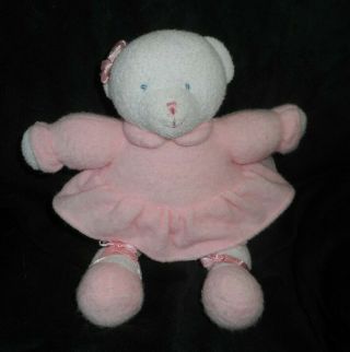 9 " Vintage Soft Dreams White & Pink Teddy Bear Rattle Stuffed Animal Plush Toy