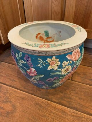 Antique Vintage Oriental Koi Fish Bowl Planter