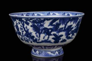 China Collectible Hand - Painting Blue And White Porcelain Bowl Desktop Decor