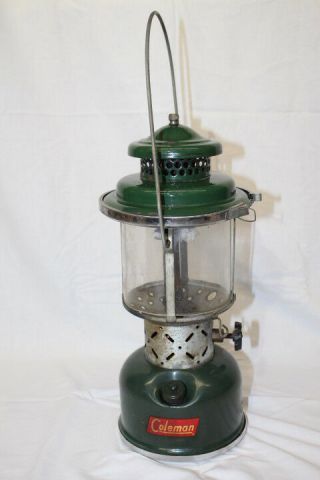 Vintage Coleman Model 220E 2 Mantle Green Lantern c.  1960 Pyrex Globe 3