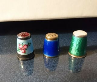 Vintage Guilloche Thimbles (3) Possibly One Art Deco Example