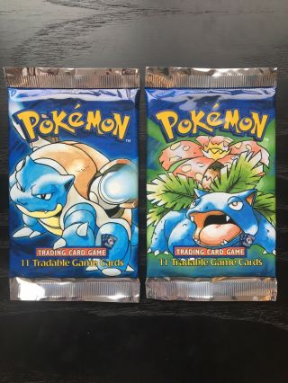 Two 1999 Wotc Pokemon Shadowless Base Set Booster Packs