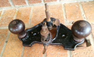 Vintage Stanley no.  71 Router Plane w/ 2 Cutters Wood Knobs Open Throat 6