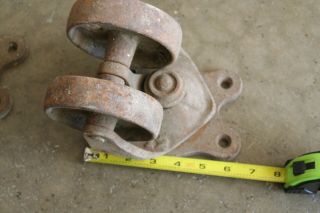 Vintage Rustic Patina Industrial Cast Iron Double Wheel Casters Steam Punk Wheel 5