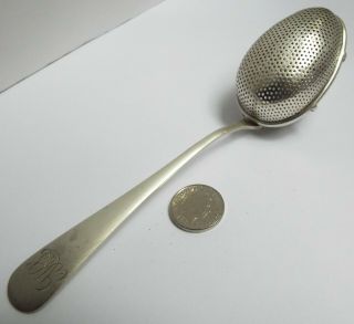 Lovely Rare Design English Antique 1899 Solid Sterling Silver Tea Infuser Spoon