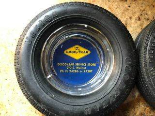 4 Vintage Tire Ashtrays Goodyear tractor ash tray garage shop mechanic 2