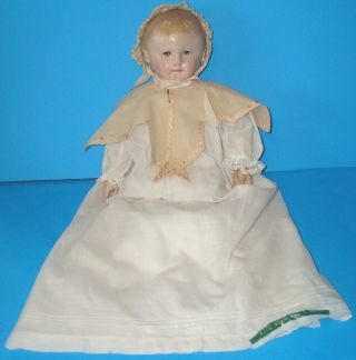Antique Martha Chase Oilcloth Stockinette 16 " Baby Doll Jointed Hatfield Estate