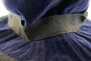 YVES SAINT LAURENT Vintage Blue Velvet & Black Cotton Bow Hat 4
