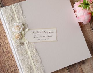 Large Ivory Personalised Wedding Photograph Album.  50 Pages / 100 Sides.  Vintage