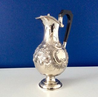 Antique Early Victorian Repousse Silver Plated Claret Jug Wine Ewer C1850