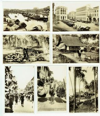 Postcards Singapore / Malaya Chinese Street Scene Etc Real Photos Vintage 1930s