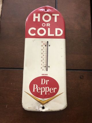 Vintage Dr.  Pepper 1950’s Thermometer Hot Or Cold Metal