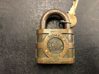 Vintage Yale Rare Obsolete Wabash Signal Dept Rr Railroad Brass Lock & Key