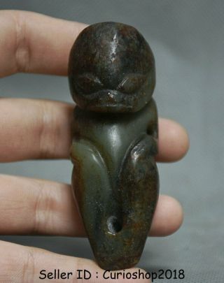 3.  2 " Ancient Chinese,  Hongshan Culture,  Old Jade,  Sun God,  Pendant,  Amulet,  Figure A1