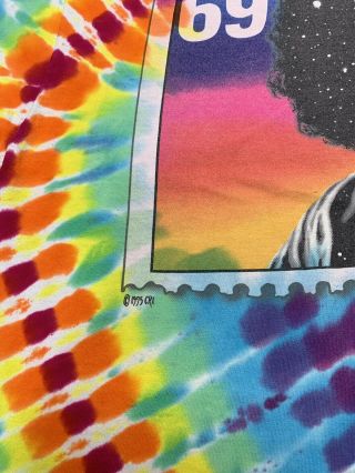 Vintage Grateful Dead Jerry Garcia 1995 Stamp Tie Dye Liquid Blue Tag XL 6