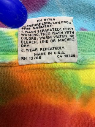 Vintage Grateful Dead Jerry Garcia 1995 Stamp Tie Dye Liquid Blue Tag XL 8