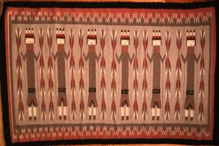 Finely Woven Vintage Navajo Wide Ruins Yei Rug,  48 X 32inches