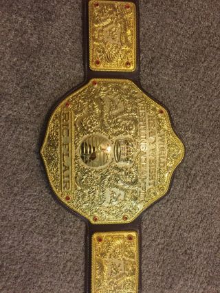 Rare Ric Flair Signed Nature Boy Big Gold World Title Belt Wcw,  Wwe Wwf Nwa Aew