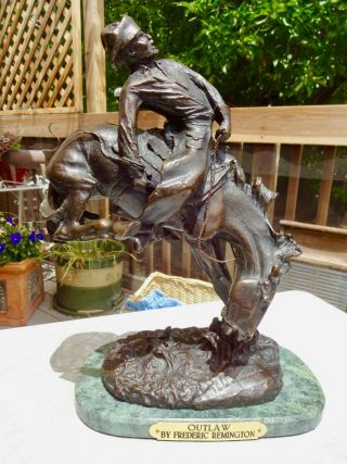 Vintage Frederic Remington " Outlaw " Bronze Statue Sculpture 12”,  15 Pounds