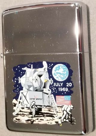 1969 ZIPPO LIGHTER APOLLO 11 JULY 20 NASA MOON LANDING VINTAGE ADVERTISING 2