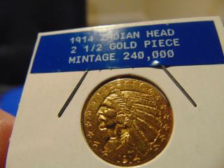 1914 $2.  50 Gold Indian Head - Rare - 240,  000 Mintage