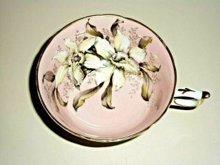 VINTAGE DOUBLE PARAGON TEA CUP & SAUCER WITH LARGE FLOWERS IN PINK COLORS 4