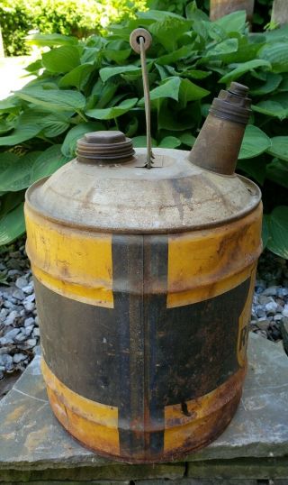 Vintage RICHLUBE 5 Gallon Motor Oil Can With Wooden Handle 2