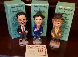Marx Brothers Sam Inc.  Bobbleheads Porcelain 1995 Rare Harpo Groucho Chico