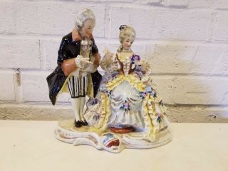 Vintage Possibly Antique German Porcelain Courting Scene Of Man & Woman Figurine