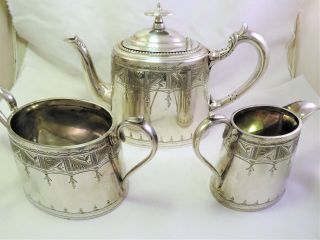 Large Victorian Silver Plated Tea Set - Sheffield 1870 